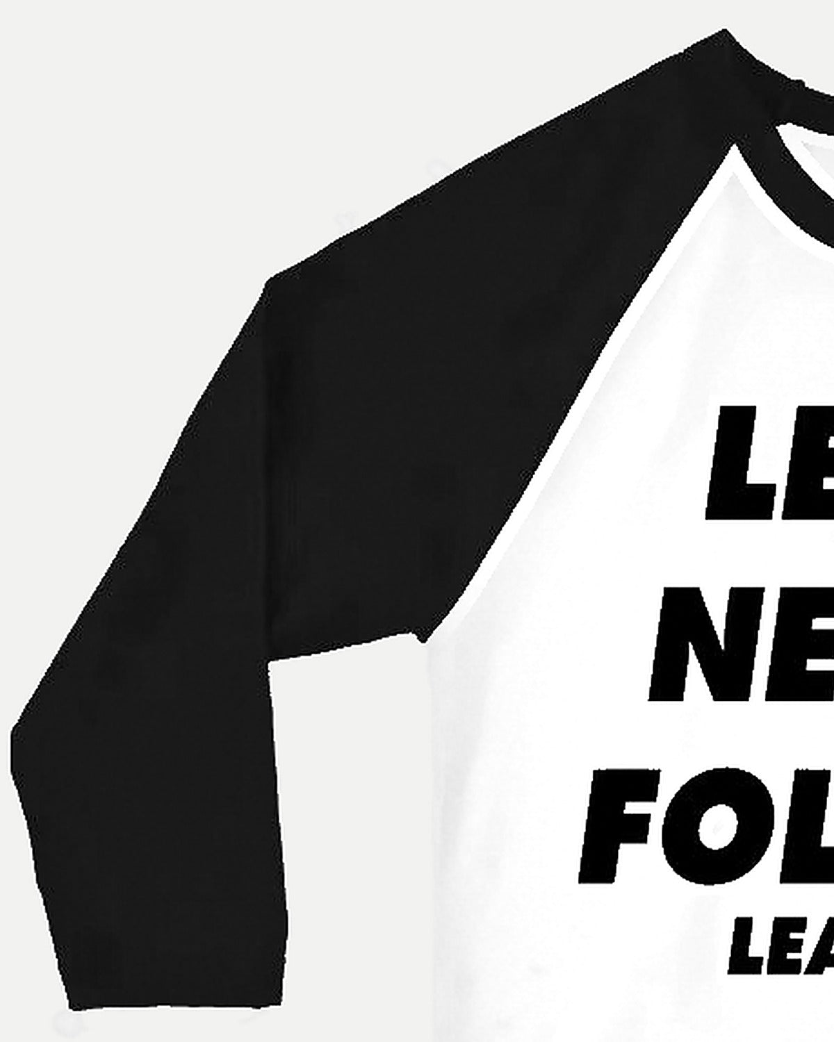 Black raglan sleeve and collar detail